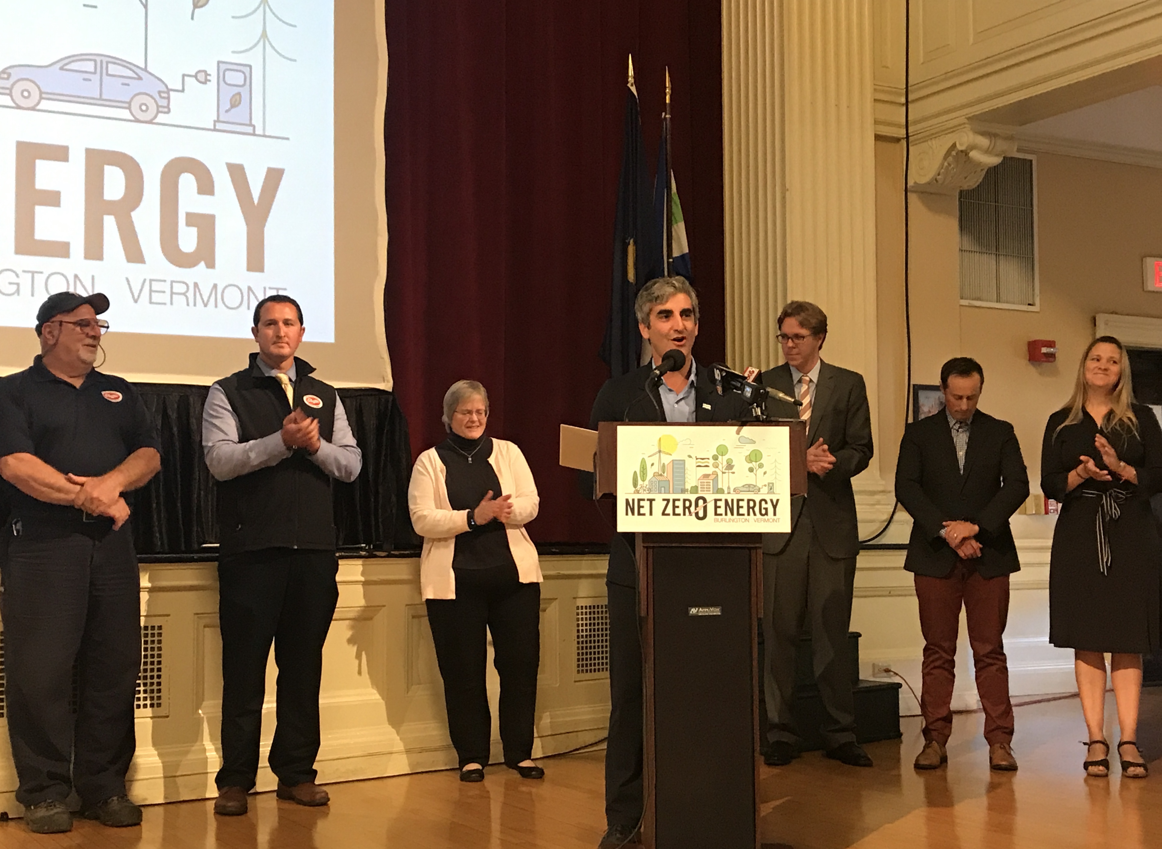 Photo: Mayor Weinberger and partners at Net Zero Energy Roadmap launch.